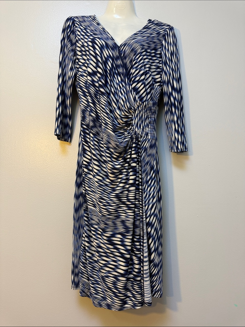 Laundry by Design Navy & White Twist-Front Midi Dress